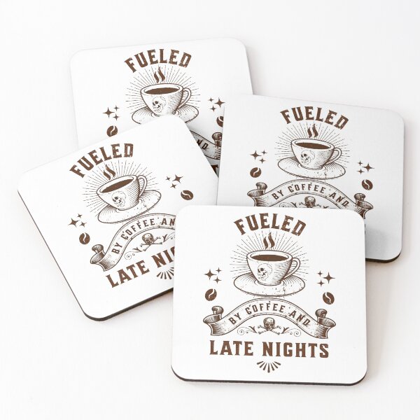 Item preview, Fueled By Coffee And Late Nights Funny Coffee Gift designed and sold by Patina & Pixel.