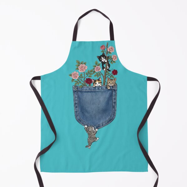 Item preview, Kittens in Bloom - Cute Cats in Denim Pocket with Roses designed and sold by infinitearte.