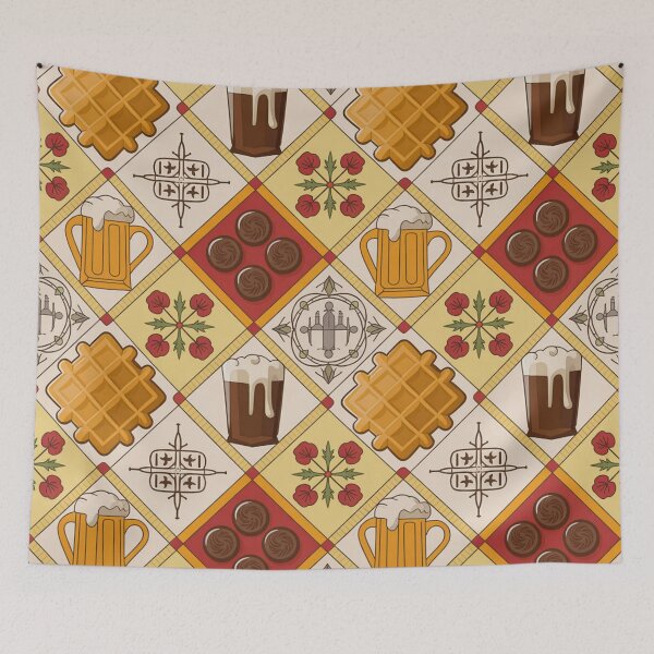 Item preview, Belgian Folk Pattern – Waffles, Beer & Chocolate designed and sold by Midnight Veil Designs.