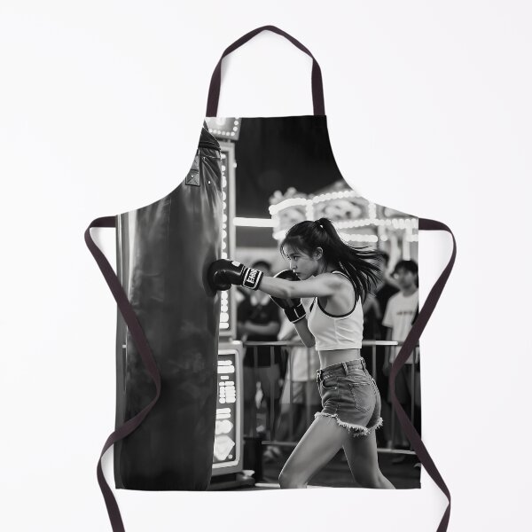 Item preview, lack And White Boxer Training Beneath Carnival Lights designed and sold by ArtaFutura.