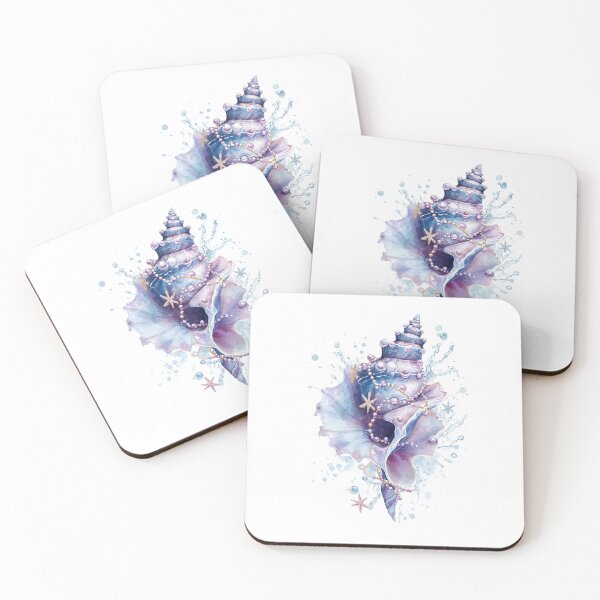 Item preview, Pastel Ocean Seashell with Pearls and Starfish Watercolor Aesthetic Coastal Art designed and sold by Anastasiia Yurevych.