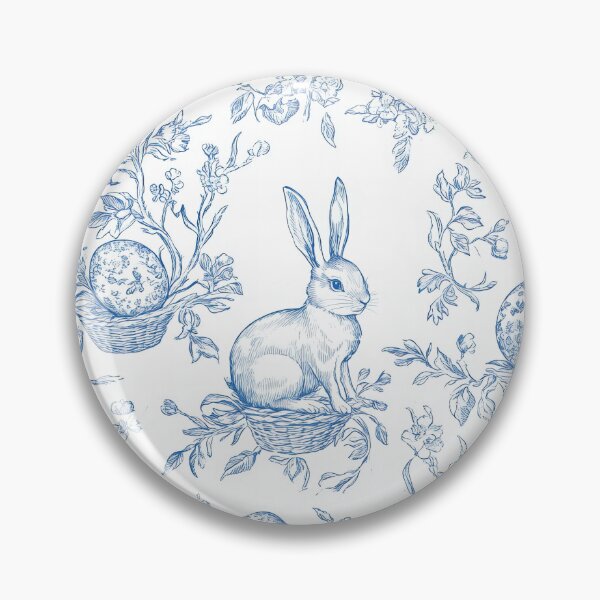 Item preview, Blue Toile Bunny Pattern designed and sold by OliaCreate.