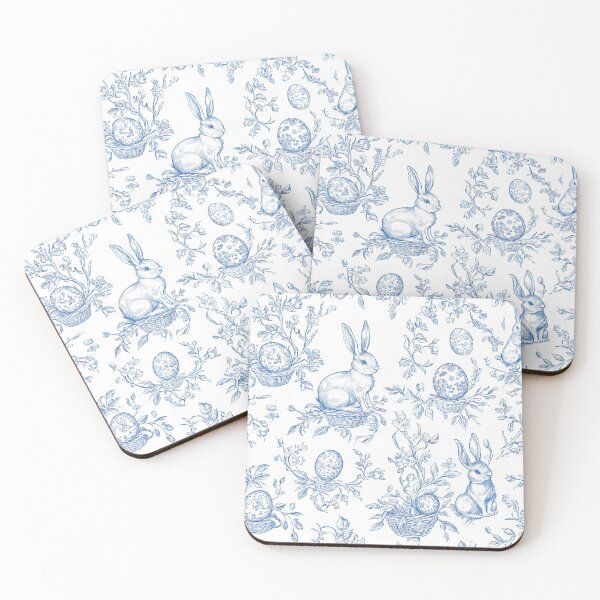Item preview, Blue Toile Bunny Pattern designed and sold by OliaCreate.