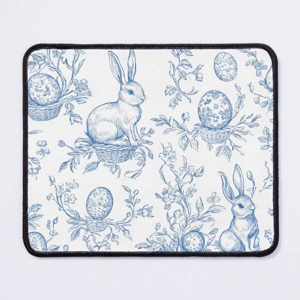 Item preview, Blue Toile Bunny Pattern designed and sold by OliaCreate.