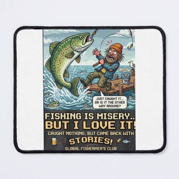 Item preview, Retro Pixel Art "Fishing is Misery... But I Love It!" Design designed and sold by NoriudaR.