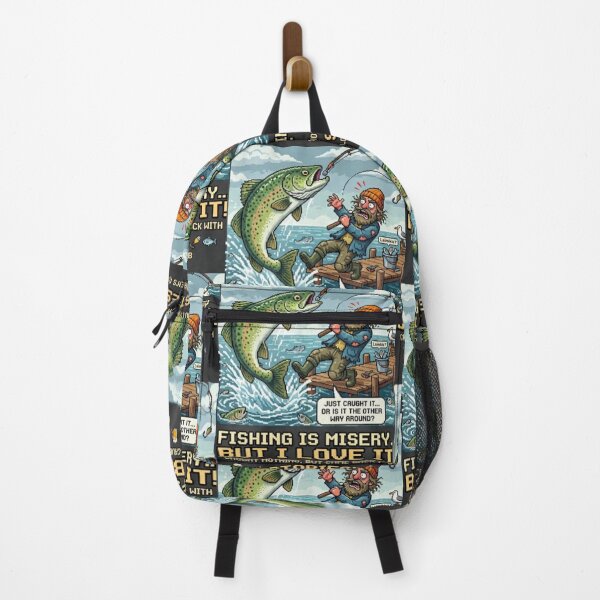 Item preview, Retro Pixel Art "Fishing is Misery... But I Love It!" Design designed and sold by NoriudaR.