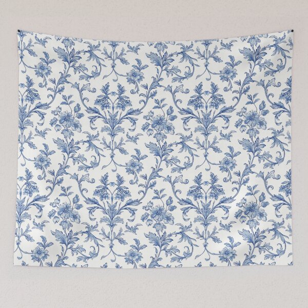 Item preview, Blue Vintage Floral Damask Pattern designed and sold by OliaCreate.