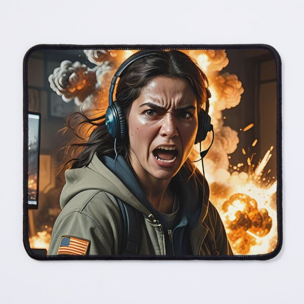 Item preview, Furious Gamer Amid Firestorm In Midnight Control Room designed and sold by ArtaFutura.