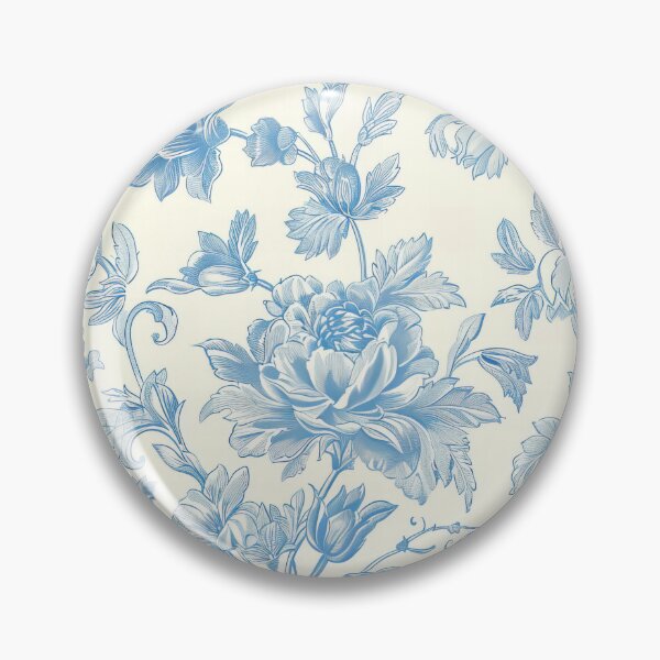 Item preview, Blue Vintage Floral Toile Pattern designed and sold by OliaCreate.