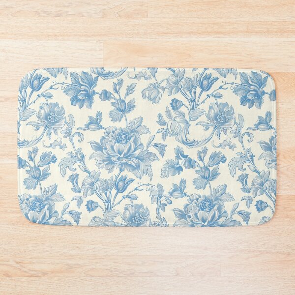 Item preview, Blue Vintage Floral Toile Pattern designed and sold by OliaCreate.