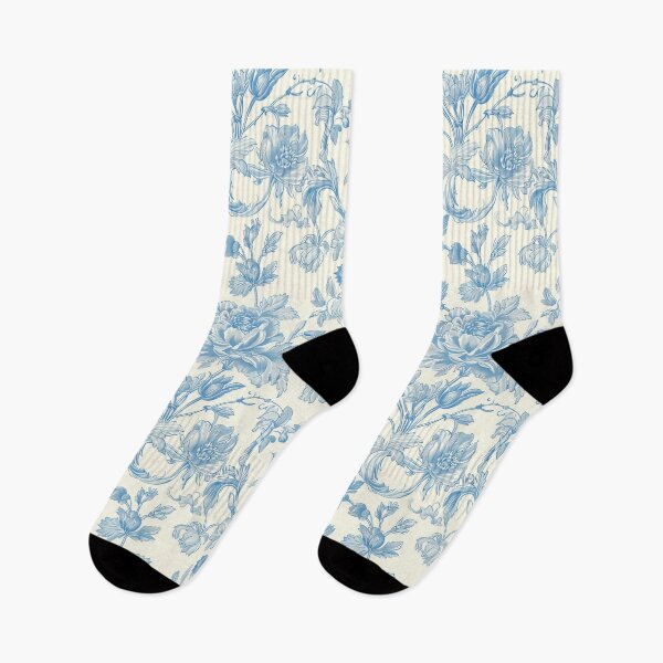 Item preview, Blue Vintage Floral Toile Pattern designed and sold by OliaCreate.