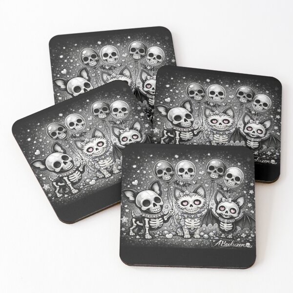 Item preview, Pop Skull Dogs Copy – Kawaii Skeleton Dogs with Colorful Balloons designed and sold by ABsoluzen.