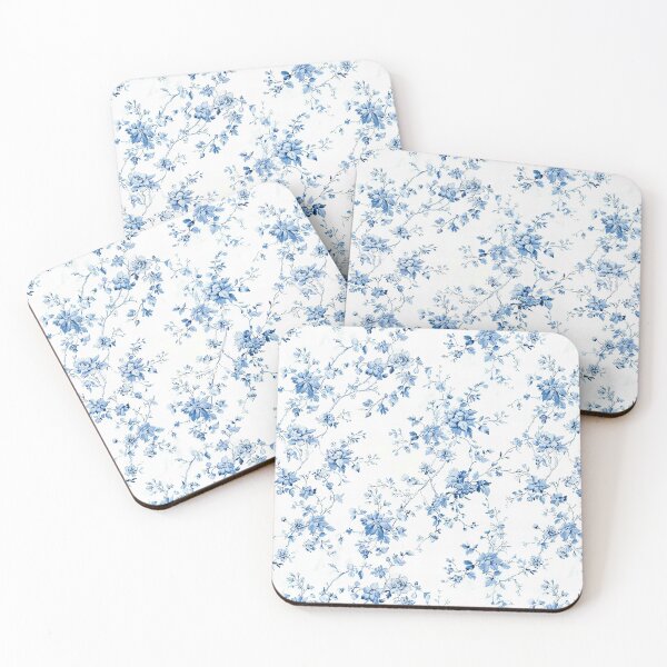 Item preview, Blue Vintage Floral Toile Pattern designed and sold by OliaCreate.