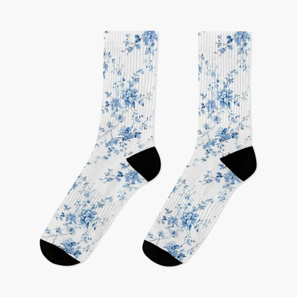 Item preview, Blue Vintage Floral Toile Pattern designed and sold by OliaCreate.