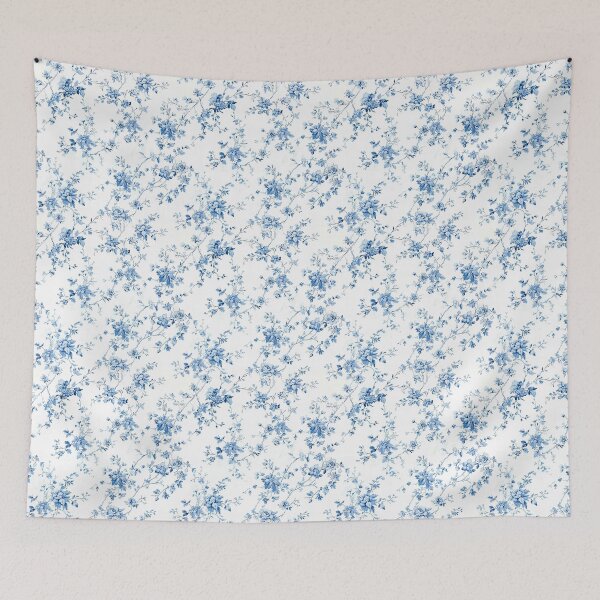 Item preview, Blue Vintage Floral Toile Pattern designed and sold by OliaCreate.