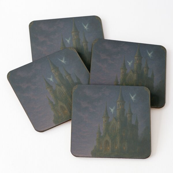 Item preview, Enchanted Castle Wall Art | Elf Castle at Twilight by the Sea | Magical Decor designed and sold by yeeted17.