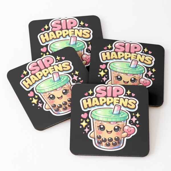 Item preview,  Sip Happens – Cute Kawaii Bubble Tea Sticker | Funny Boba Drink Cartoon designed and sold by ZenGrowth4.