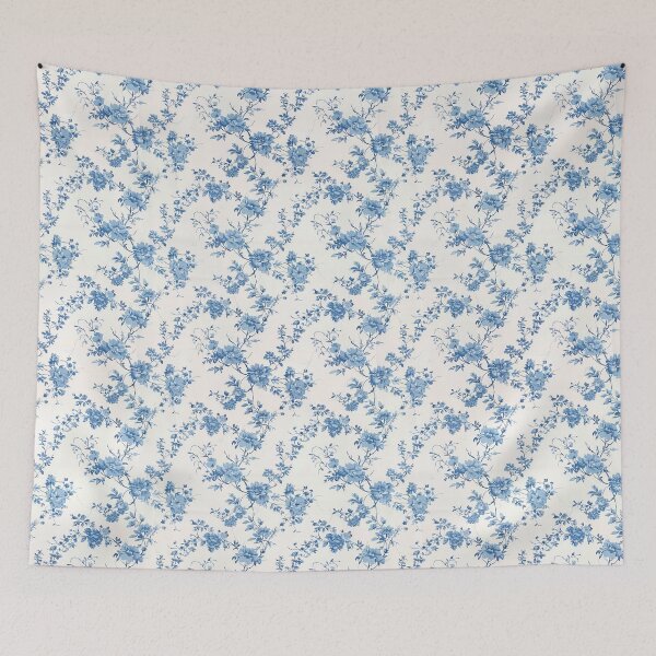 Item preview, Blue Vintage Floral Toile Pattern designed and sold by OliaCreate.