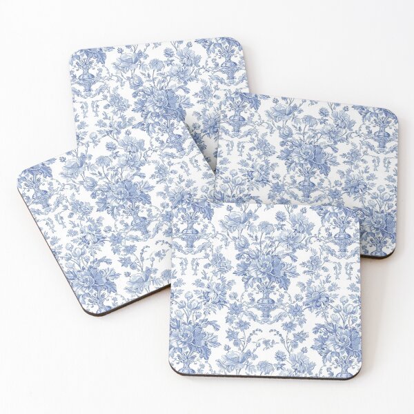 Item preview, Blue Vintage Floral Toile Pattern designed and sold by OliaCreate.