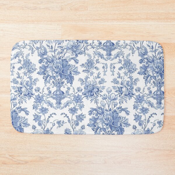 Item preview, Blue Vintage Floral Toile Pattern designed and sold by OliaCreate.