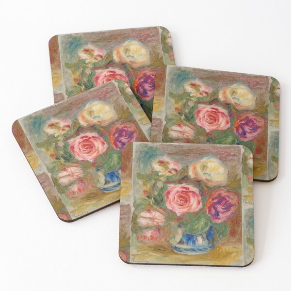 Item preview, Vase De Roses by Pierre-Auguste Renoir: Romantic Impressionist Floral Poster designed and sold by artofuniverse.