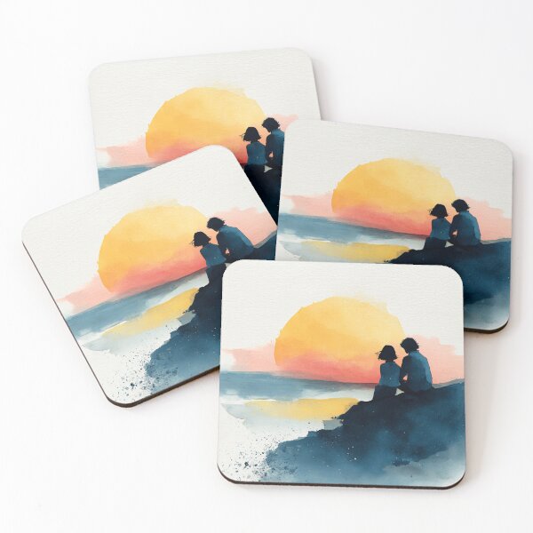 Item preview, Sunset Together – Couple Watching the Sunset Watercolor Painting designed and sold by solynneart.