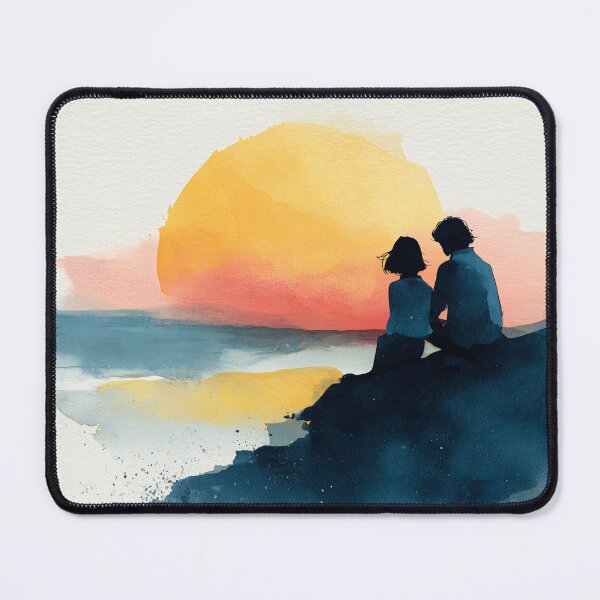 Item preview, Sunset Together – Couple Watching the Sunset Watercolor Painting designed and sold by solynneart.