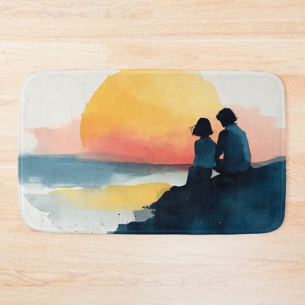 Item preview, Sunset Together – Couple Watching the Sunset Watercolor Painting designed and sold by solynneart.