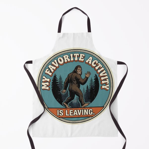 Item preview, My Favorite Activity Is Leaving - Funny Retro Bigfoot Introvert Badge designed and sold by Mythic Ink Studio.