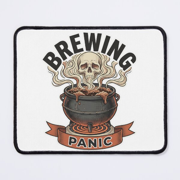 Item preview, Brewing Panic Funny Cauldron Coffee WFH Burnout Comic Art Tee designed and sold by Mythic Ink Studio.