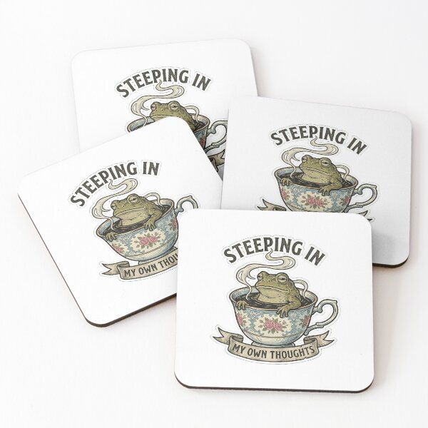 Item preview, Steeping In My Own Thoughts Funny Grumpy Frog Tea Overthinker Comic Art designed and sold by Mythic Ink Studio.