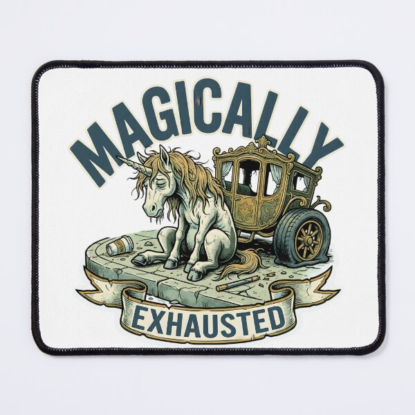 Item preview, Magically Exhausted Flat-Tire Unicorn 70s Comic Style Tee designed and sold by Mythic Ink Studio.