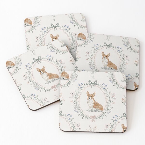 Item preview, Corgi Dog Soft Pastel Vintage Floral Whimsical Pattern designed and sold by OliaCreate.
