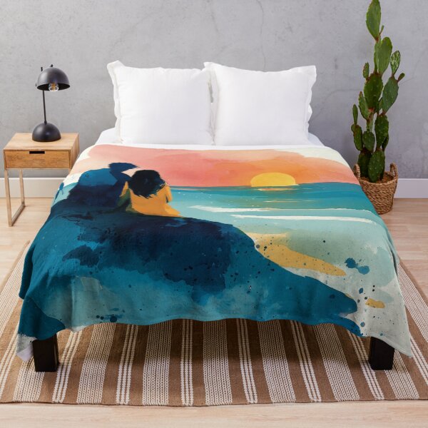 Item preview, Ocean Sunset – Couple by the Sea Watercolor Painting designed and sold by solynneart.