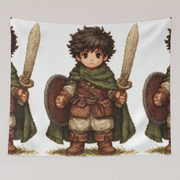 Item preview, Young Hero with Sword Pixel Art designed and sold by Piotrek0001.