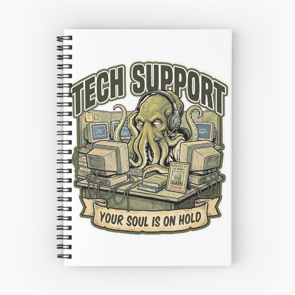 Item preview, IT Cthulhu Tech Support Call Center Boredom Funny T-Shirt Design 70s Comic Style designed and sold by Mythic Ink Studio.