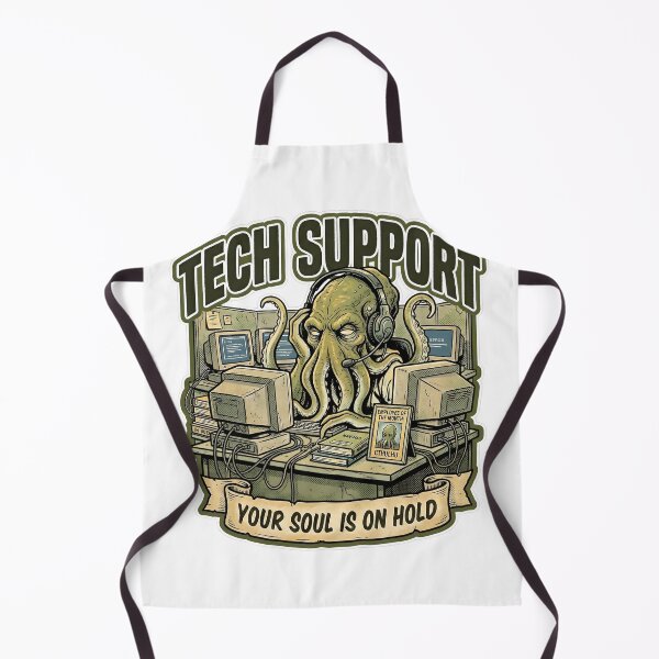 Item preview, IT Cthulhu Tech Support Call Center Boredom Funny T-Shirt Design 70s Comic Style designed and sold by Mythic Ink Studio.
