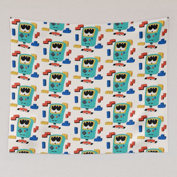 Item preview, Cute Retro Handheld Game Console Character with Tetris Blocks Cartoon Illustration designed and sold by QuietBloom80.