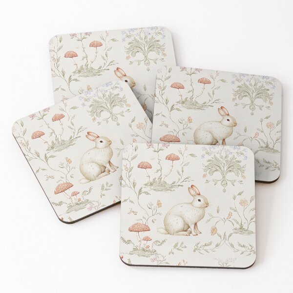 Item preview, bunny rabit Soft Pastel Vintage Floral Whimsical Pattern designed and sold by OliaCreate.