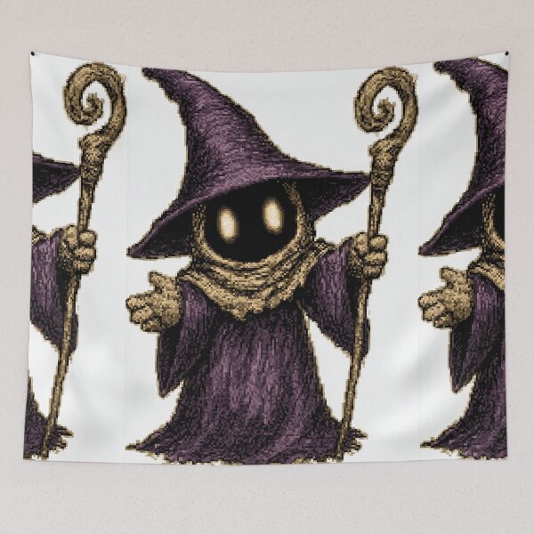Item preview, Mysterious Black Mage Pixel Art designed and sold by Piotrek0001.