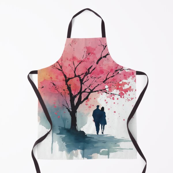 Item preview, Under the Blossom Tree – Couple Walking in Spring Watercolor designed and sold by solynneart.