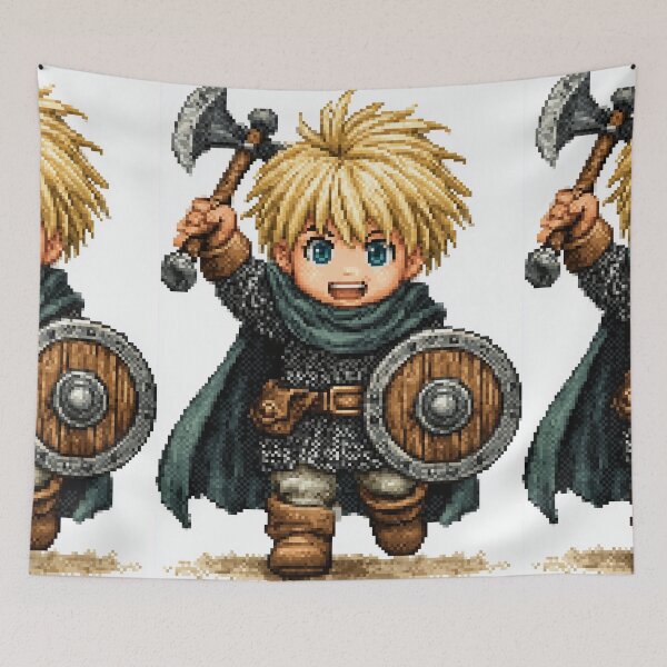Item preview, Blonde Hero with Axe Pixel Art designed and sold by Piotrek0001.