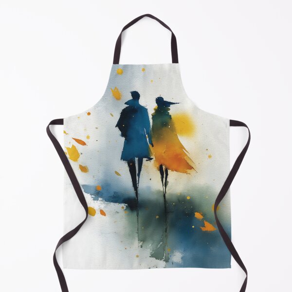 Item preview, Autumn Walk – Couple Strolling Together in Falling Leaves Watercolor designed and sold by solynneart.