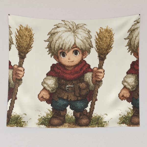 Item preview, Villager Boy with Broom Pixel Art designed and sold by Piotrek0001.