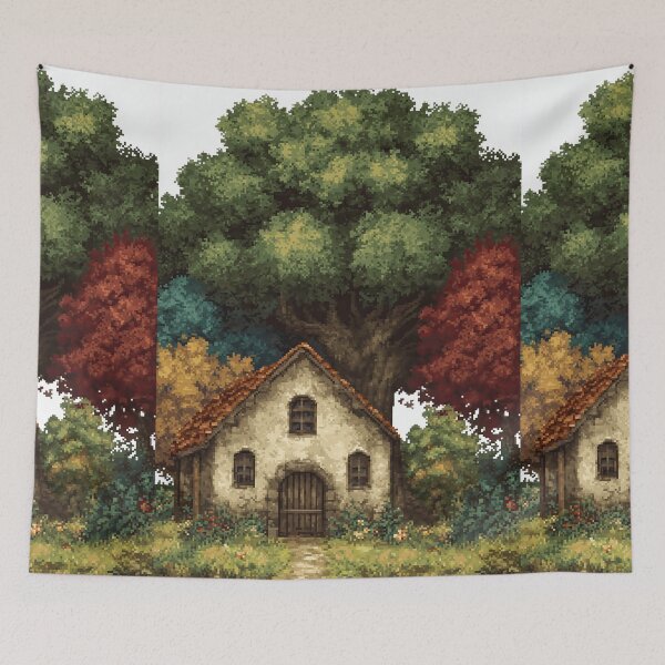 Item preview, Autumn Forest Cottage Pixel Art designed and sold by Piotrek0001.