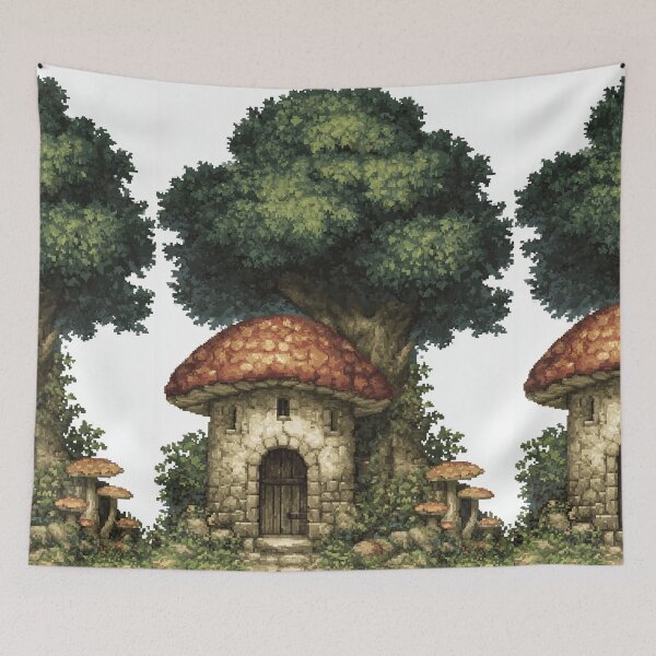 Item preview, Fantasy Mushroom House Pixel Art designed and sold by Piotrek0001.
