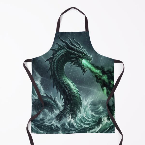 Item preview, Emerald Sea Dragon: Glowing Green Fire Breath in Stormy Ocean designed and sold by ARYAM..