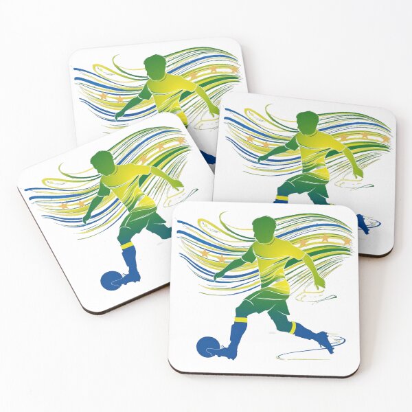 Item preview, Dynamic Brazil Soccer Player Silhouette Five Stars designed and sold by PMTaurus.