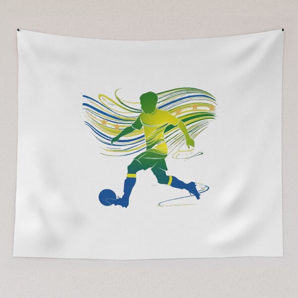 Item preview, Dynamic Brazil Soccer Player Silhouette Five Stars designed and sold by PMTaurus.