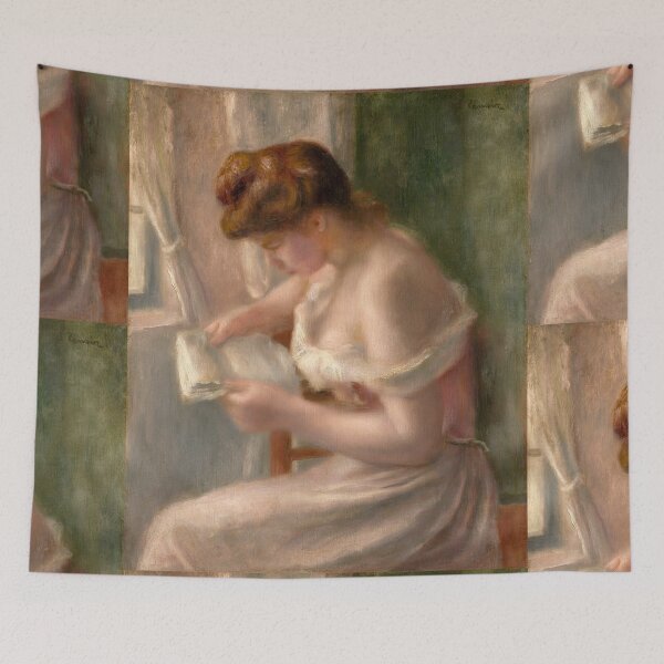 Item preview, Woman Reading by Pierre-Auguste Renoir: Impressionist Interior Fine Art Print designed and sold by artofuniverse.